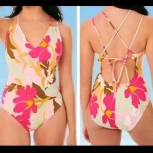 Miracle Beach Betty One Pc Swimsuit Woman XL Pool Tropical Strappy Open Back New